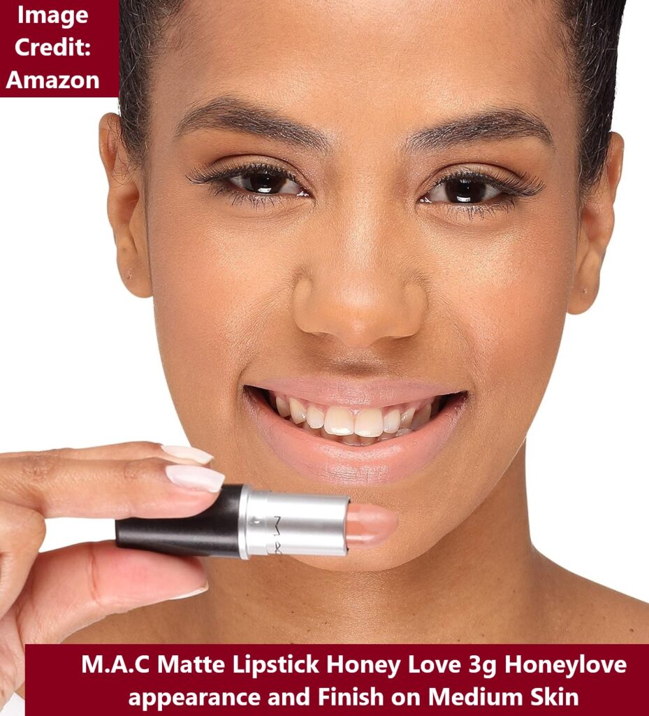 M.A.C Matte Lipstick Honey Love 3g Honeylove appearance and Finish on Medium Skin