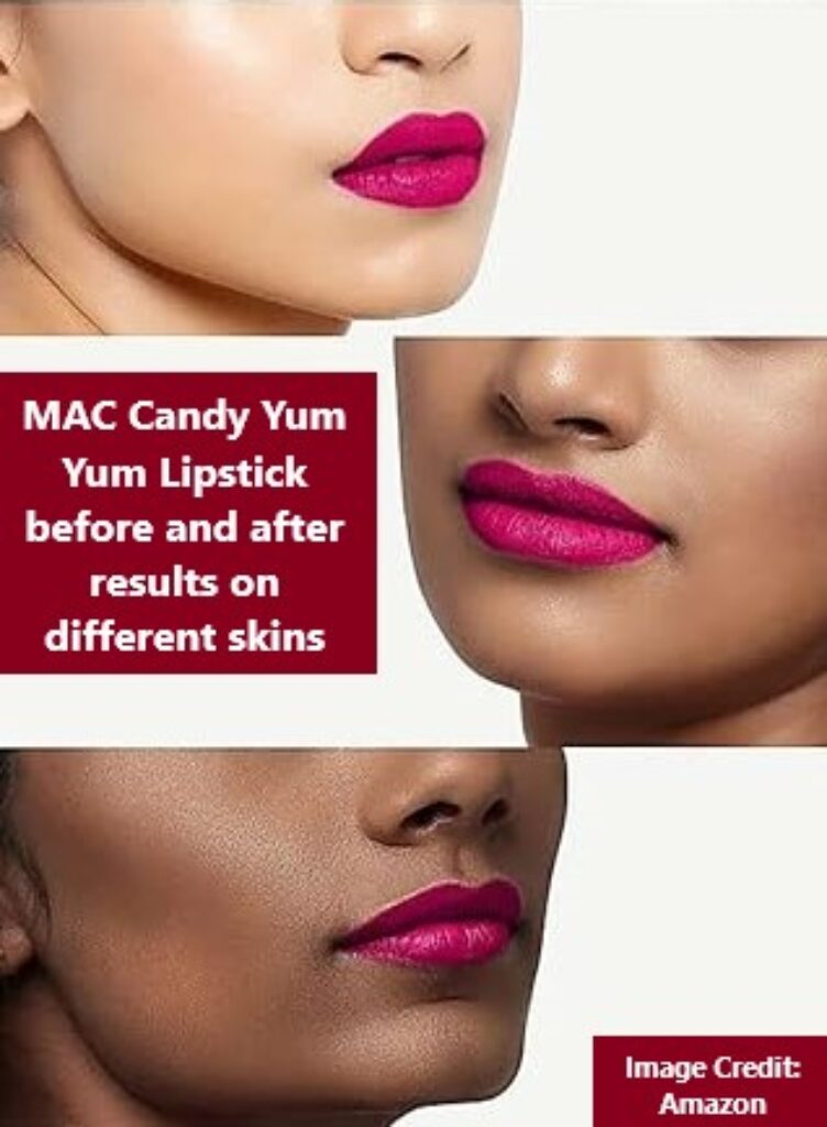 MAC Candy Yum Yum Lipstick before and after results