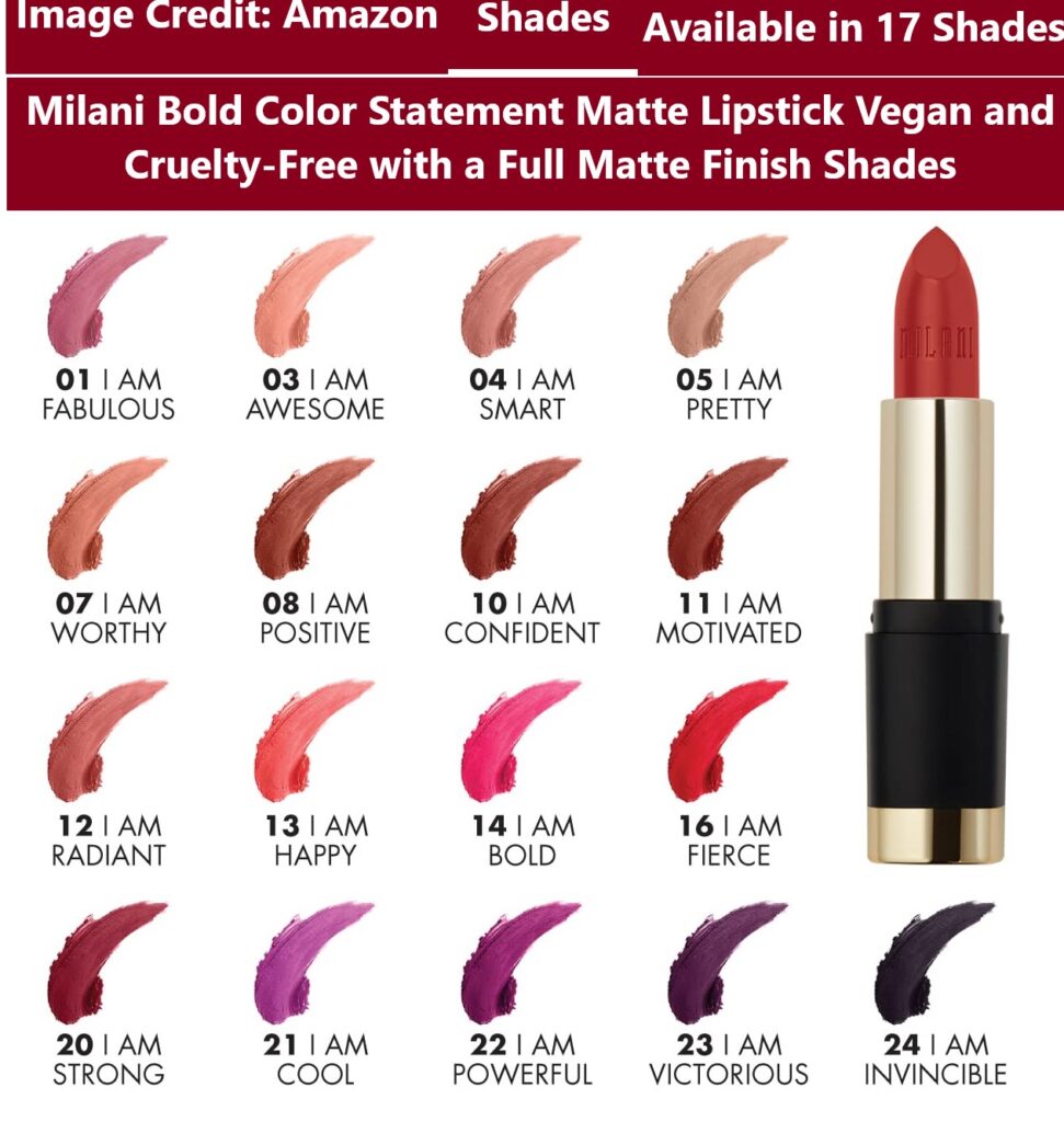 Milani Bold Color Statement Matte Lipstick Vegan and Cruelty-Free with a Full Matte Finish Shades