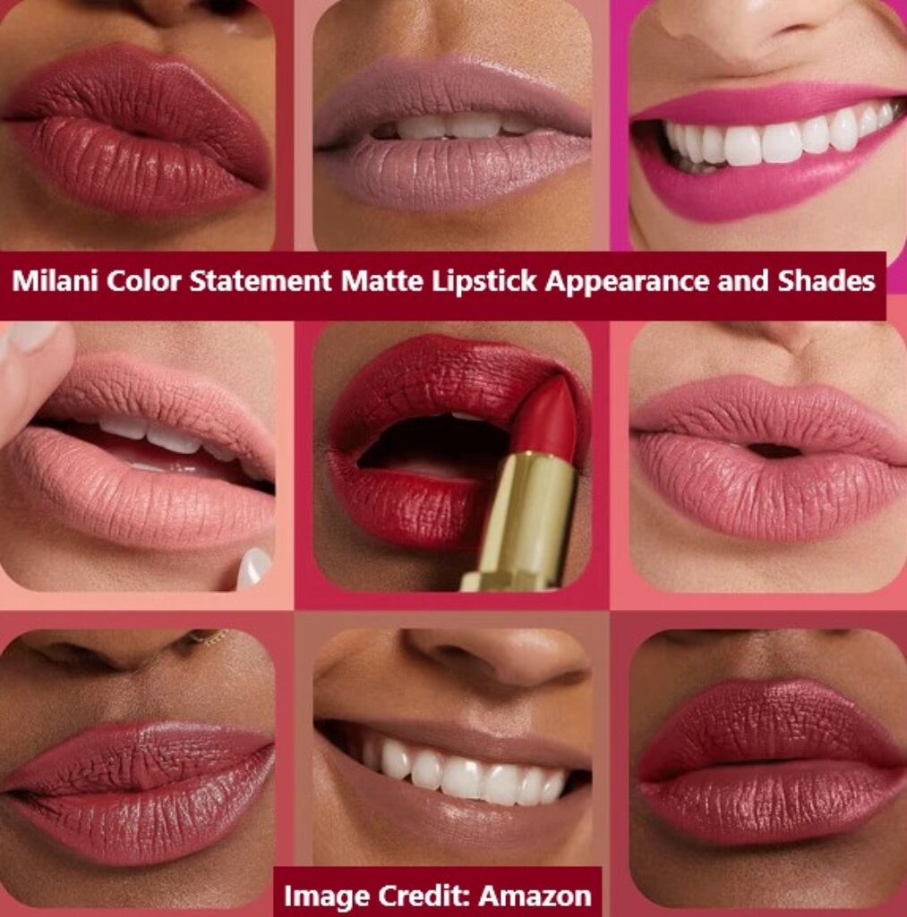 Milani Color Statement Matte Lipstick Appearance and Shades