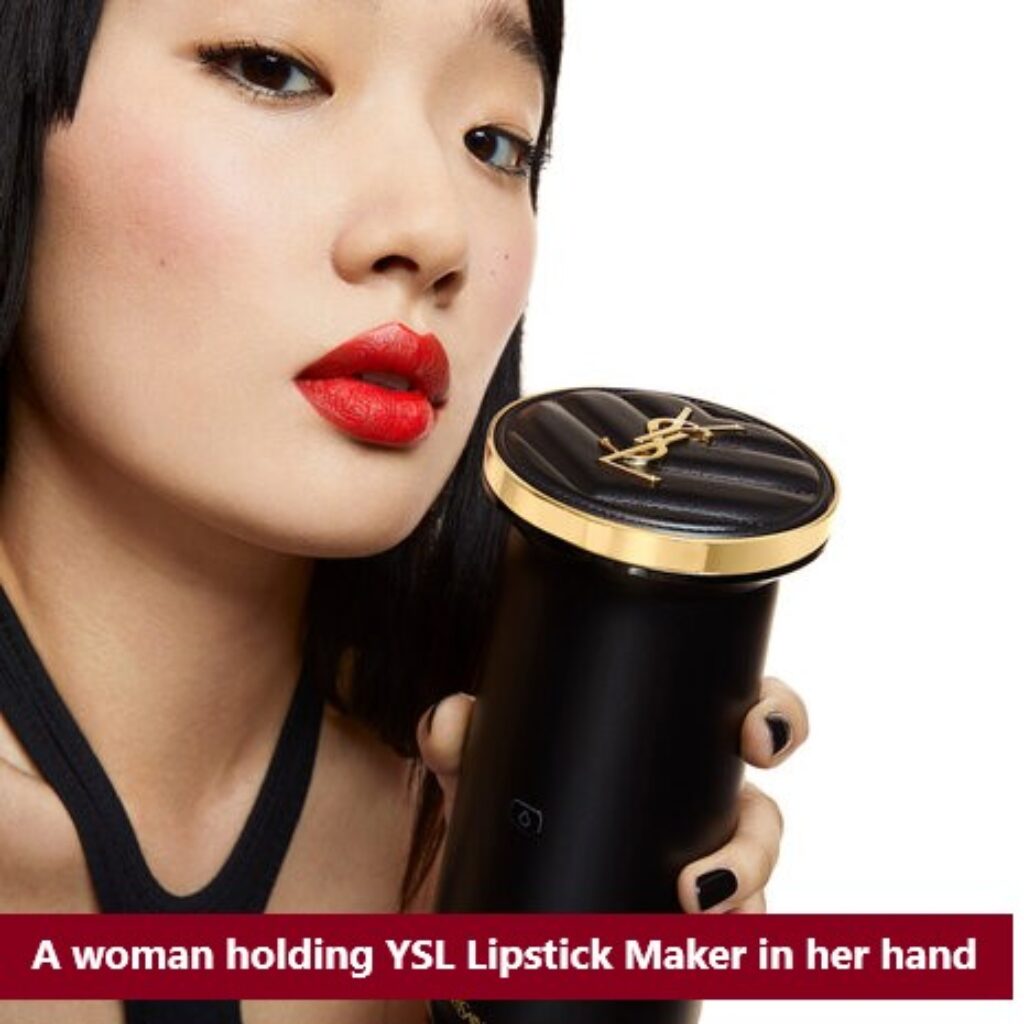 A woman holding YSL Lipstick Maker in her hand