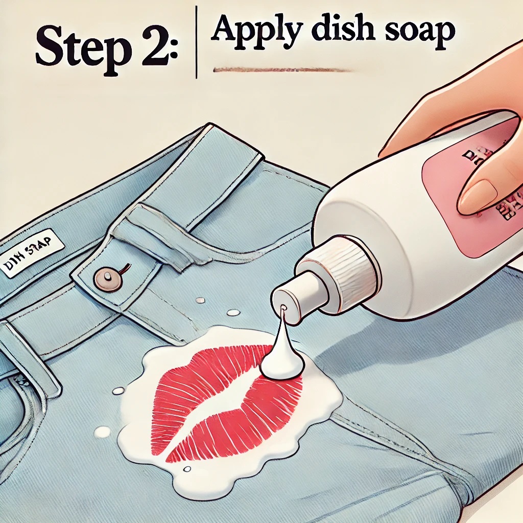 Step 2 in removing lipstick stains from clothes