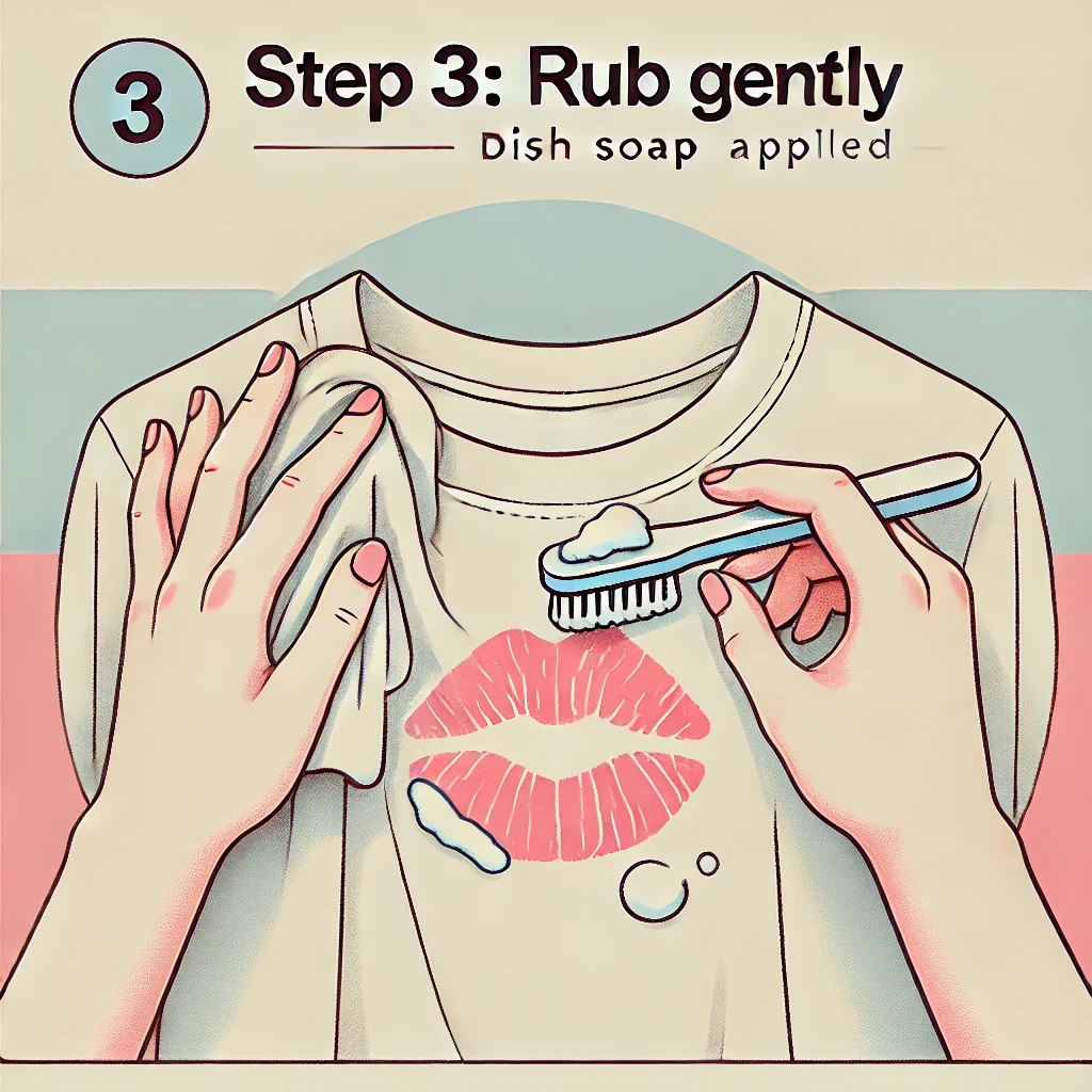 Step 3 in removing lipstick stains from clothes